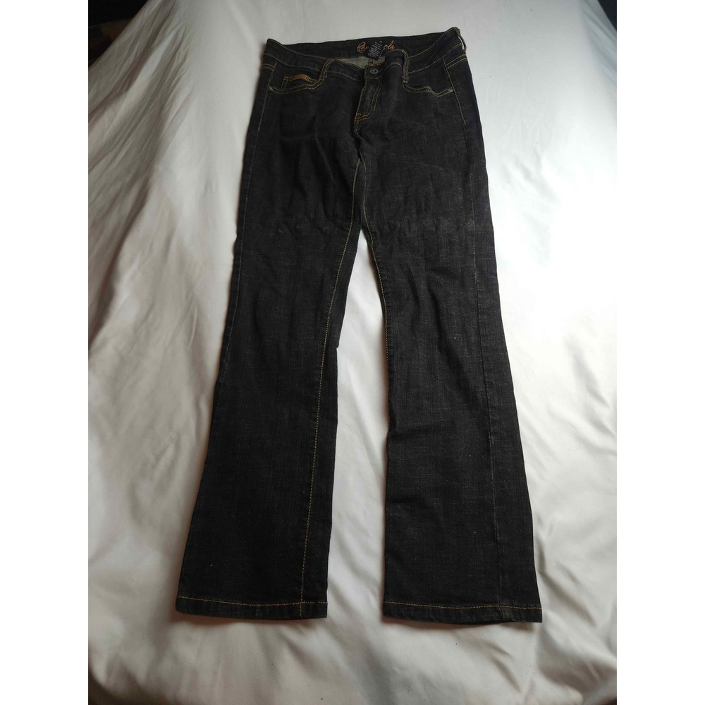 Southpole Womens Dark Wash Bootcut Denim Jeans Size 9 Gold Stitching